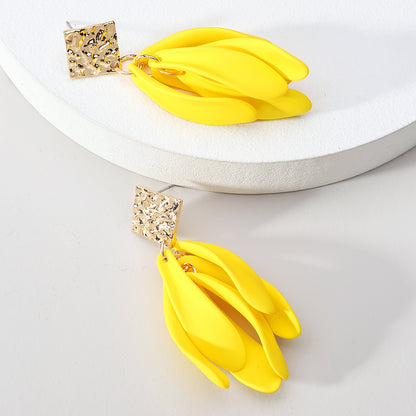 1 Pair Elegant Cute Romantic Petal Tassel Zinc Alloy Drop Earrings