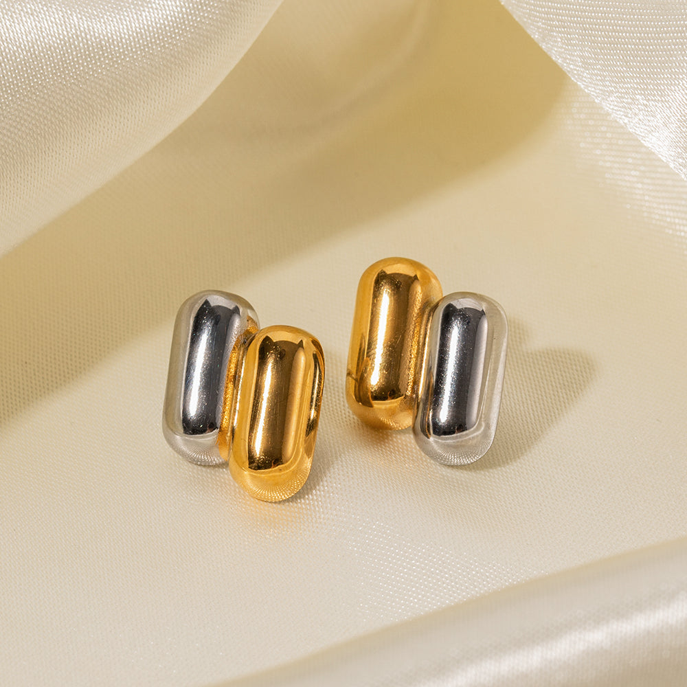 1 Pair Ig Style Geometric Asymmetrical Plating Stainless Steel 18k Gold Plated Ear Studs