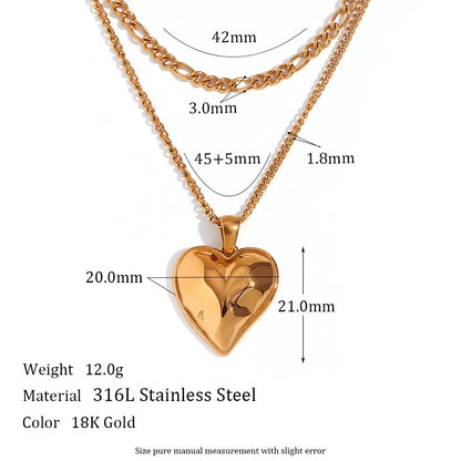 Vintage Style Sun Heart Shape Stainless Steel Plating Inlay Rhinestones 18k Gold Plated Pendant Necklace