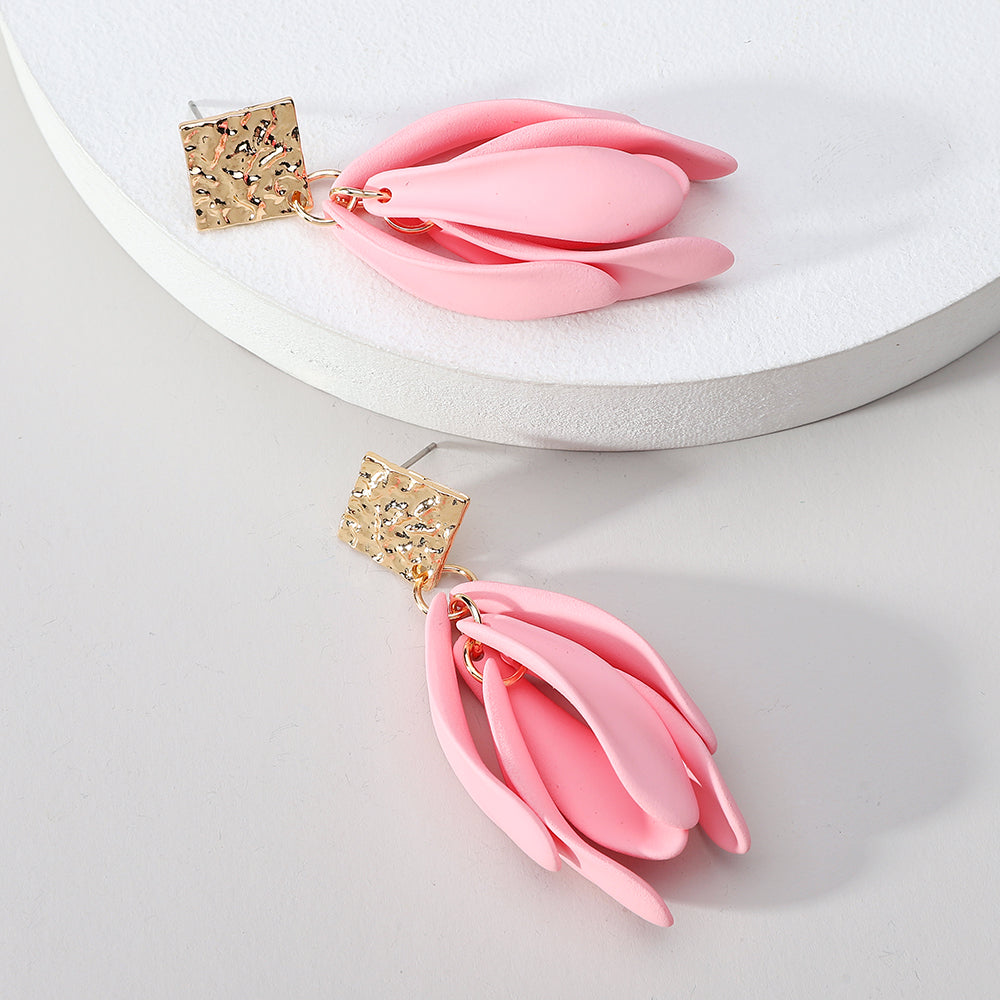 1 Pair Elegant Cute Romantic Petal Tassel Zinc Alloy Drop Earrings