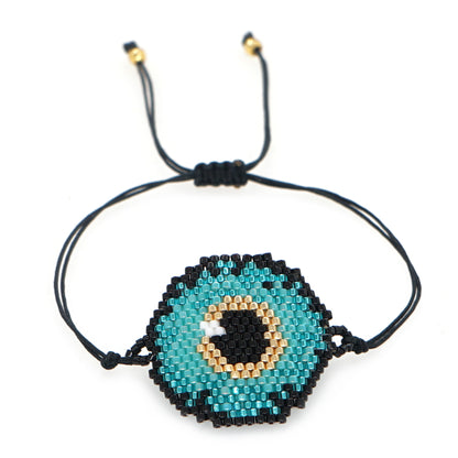 Ethnic Style Eye Glass Beaded Knitting Unisex Drawstring Bracelets