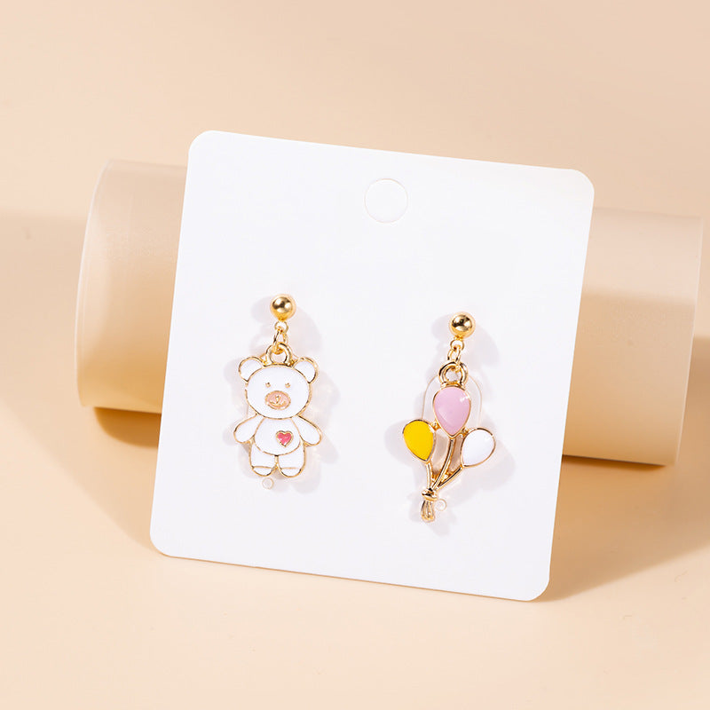 1 Pair Cute Ice Cream Animal Plating Alloy Drop Earrings