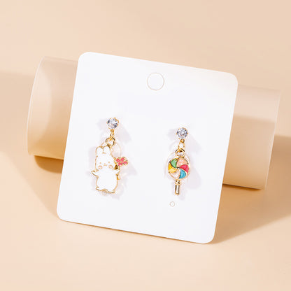 1 Pair Cute Ice Cream Animal Plating Alloy Drop Earrings