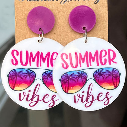 1 Pair Vacation Beach Letter Coconut Tree Arylic Drop Earrings