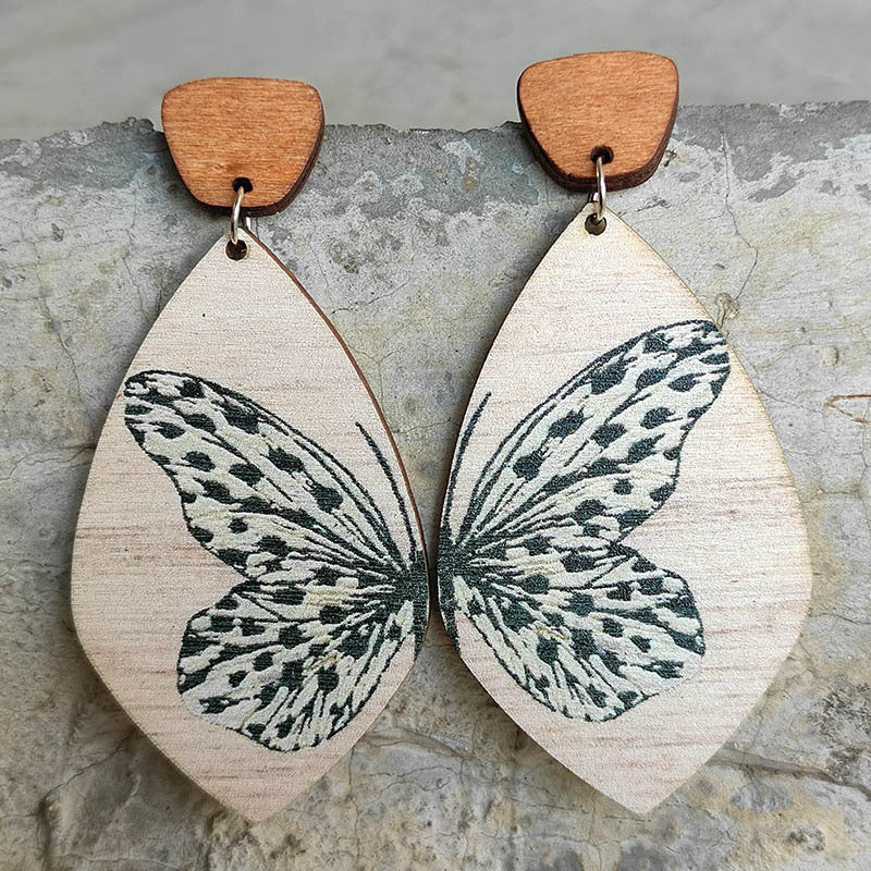 1 Pair Vacation Butterfly Wood Drop Earrings