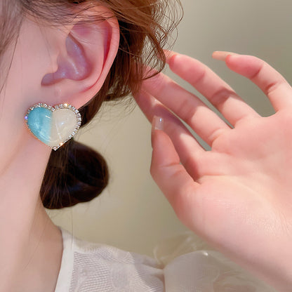 1 Pair Korean Style Heart Shape Alloy Ear Studs