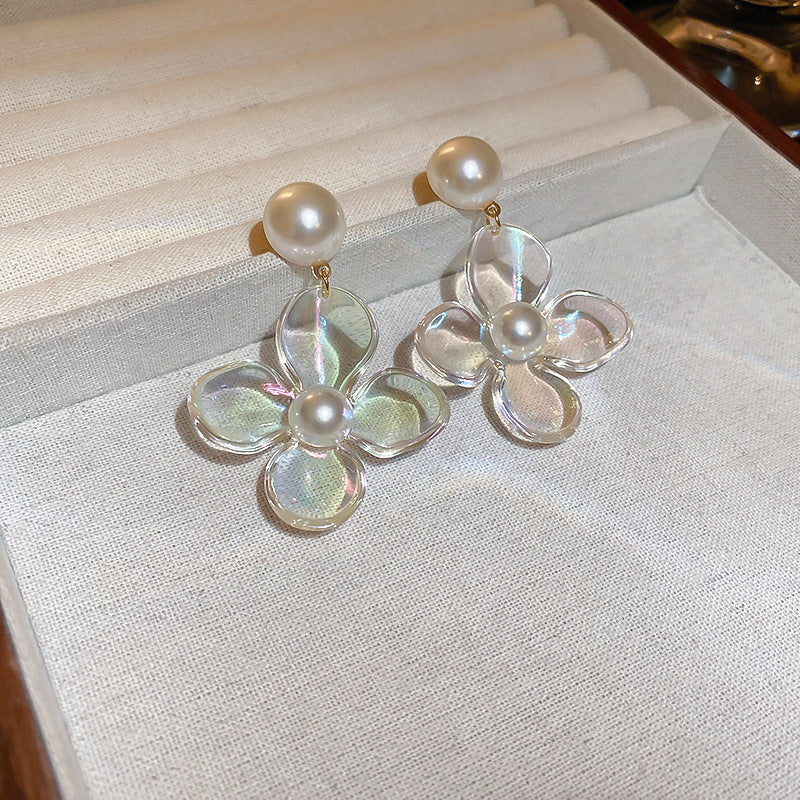 1 Pair Korean Style Flower Arylic Imitation Pearl Drop Earrings