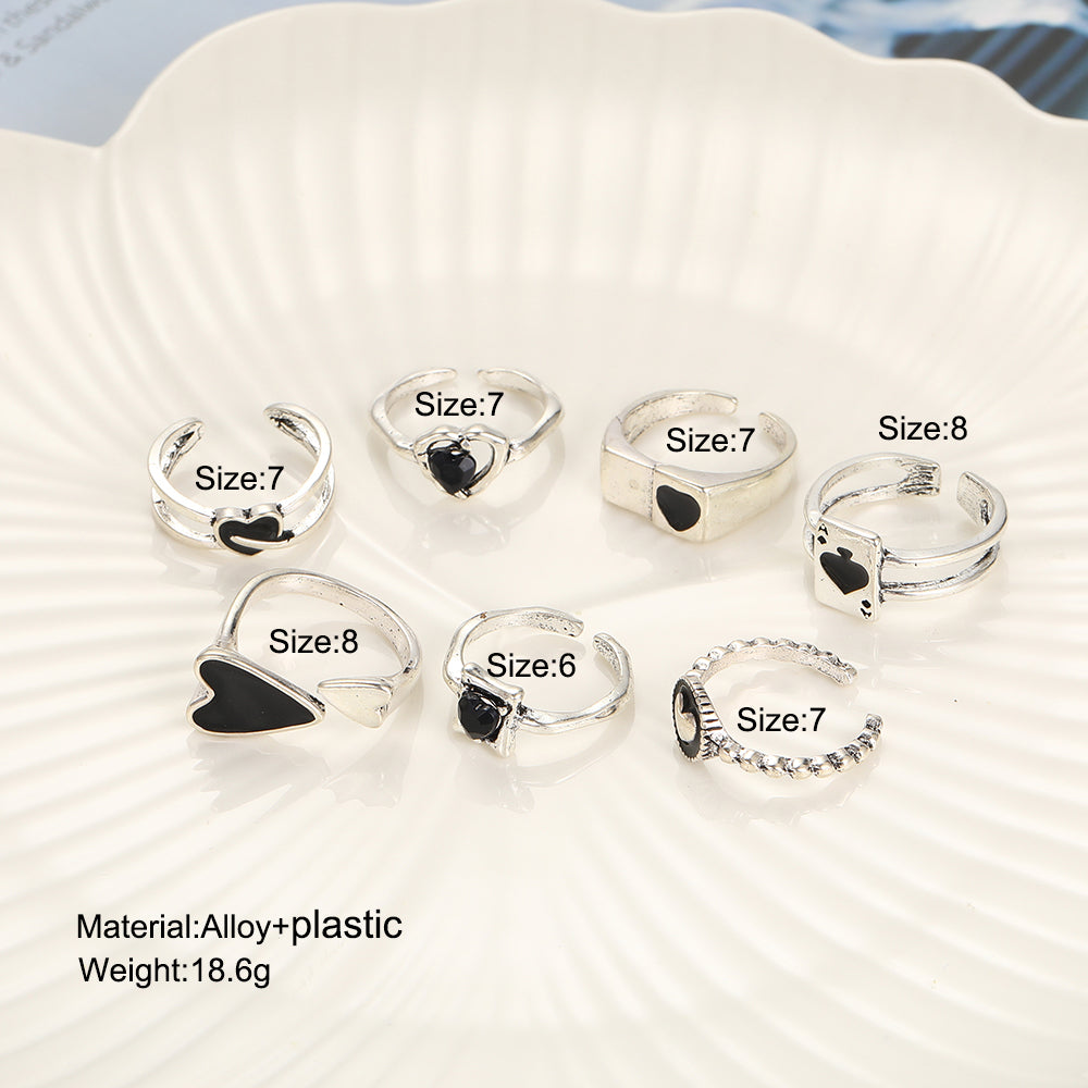 Wholesale Jewelry Hip-hop Cool Style Heart Shape Alloy Enamel Plating Rings