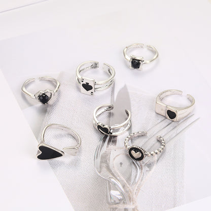 Wholesale Jewelry Hip-hop Cool Style Heart Shape Alloy Enamel Plating Rings