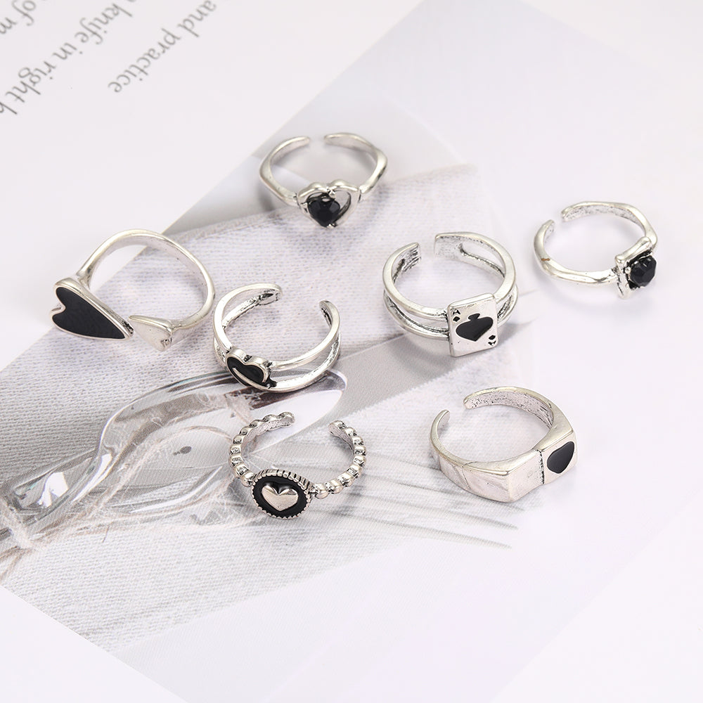 Wholesale Jewelry Hip-hop Cool Style Heart Shape Alloy Enamel Plating Rings