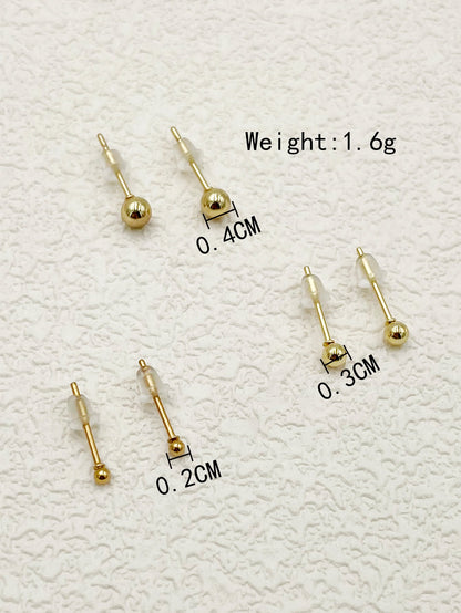 1 Set Cute French Style Sweet Round Enamel Plating Inlay Stainless Steel Artificial Pearls Zircon Gold Plated Ear Studs