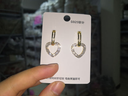 1 Pair Simple Style Square Inlay Alloy Zircon Drop Earrings