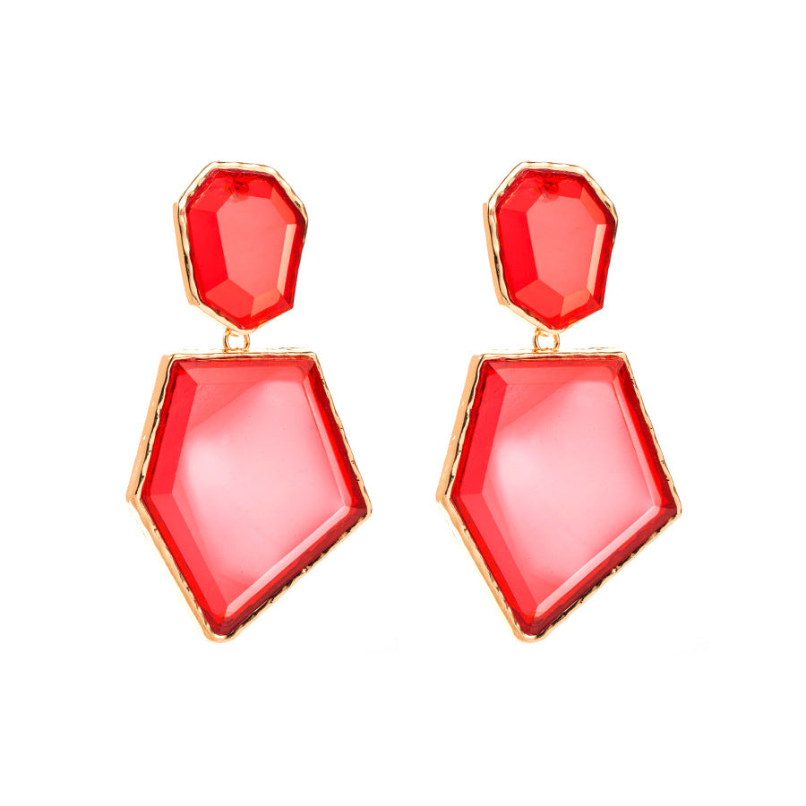 1 Pair Casual Simple Style Irregular Inlay Alloy Resin Drop Earrings