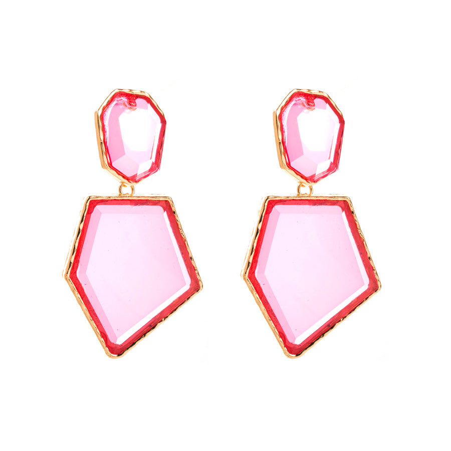 1 Pair Casual Simple Style Irregular Inlay Alloy Resin Drop Earrings