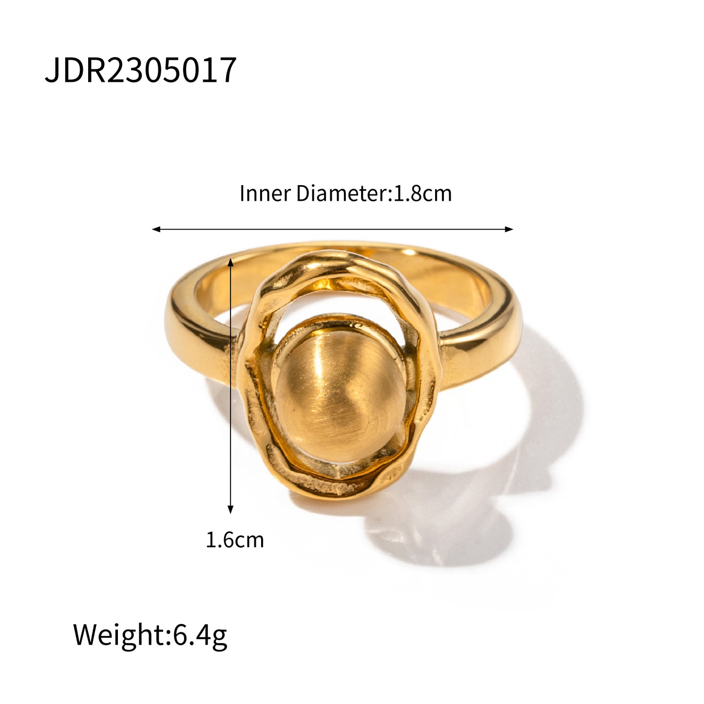 Elegant Round Stainless Steel Plating Inlay Pearl 18k Gold Plated Rings