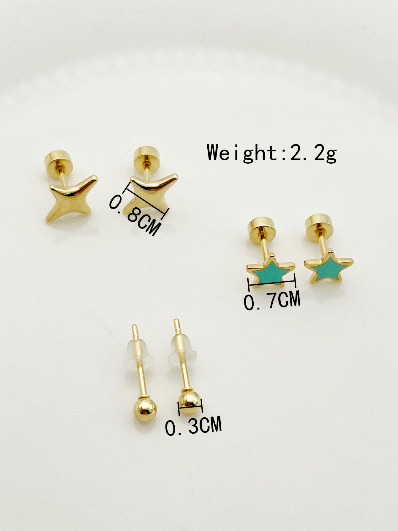 1 Set Cute Sweet Lips Star Paw Print Enamel Plating Inlay Stainless Steel Artificial Pearls Gold Plated Ear Studs