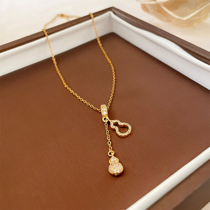 Elegant Heart Shape Bow Knot Copper Inlay Zircon Pendant Necklace