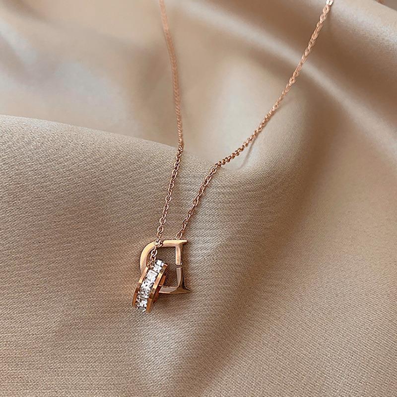 Elegant Heart Shape Bow Knot Copper Inlay Zircon Pendant Necklace