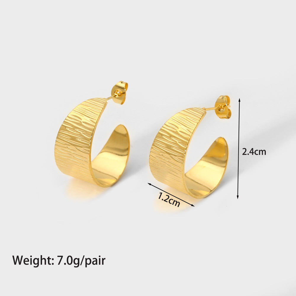 1 Pair Modern Style C Shape Plating Stainless Steel Ear Studs