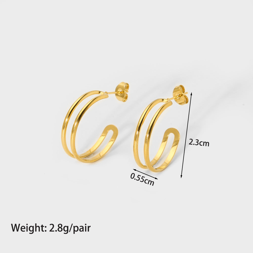 1 Pair Modern Style C Shape Plating Stainless Steel Ear Studs