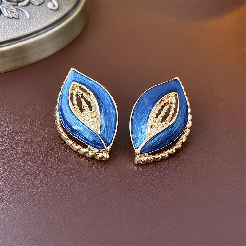 1 Pair Vintage Style Geometric Enamel Inlay Arylic Alloy Rhinestones Drop Earrings Ear Studs