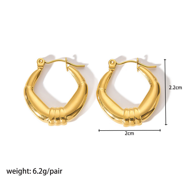 1 Pair Modern Style Round Heart Shape Stainless Steel Hoop Earrings