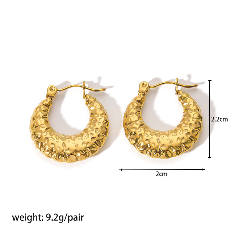 1 Pair Modern Style Round Heart Shape Stainless Steel Hoop Earrings