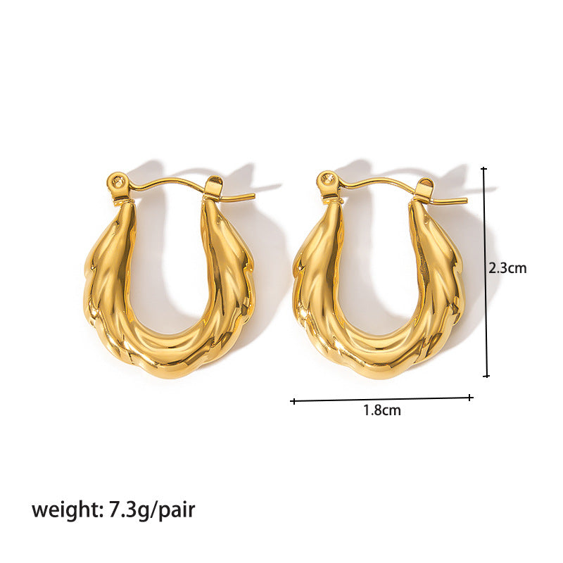 1 Pair Modern Style Round Heart Shape Stainless Steel Hoop Earrings