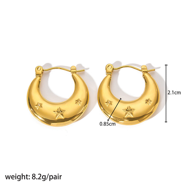 1 Pair Modern Style Round Heart Shape Stainless Steel Hoop Earrings