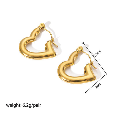 1 Pair Modern Style Round Heart Shape Stainless Steel Hoop Earrings