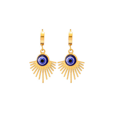 Hip-hop Devil's Eye Titanium Steel Plating Gold Plated Earrings Necklace
