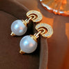 1 Pair Elegant Retro Heart Shape Flower Plating Inlay Copper Pearl Earrings