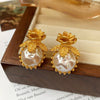 1 Pair Elegant Retro Heart Shape Flower Plating Inlay Copper Pearl Earrings