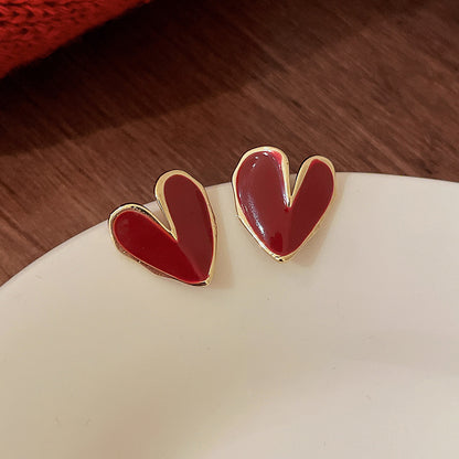 1 Pair Sweet Heart Shape Enamel Copper Drop Earrings