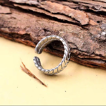 Artistic Grain Titanium Steel Open Ring In Bulk