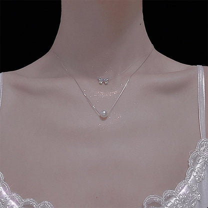 Elegant Heart Shape Bow Knot Alloy Titanium Steel Plating Inlay Zircon Pendant Necklace