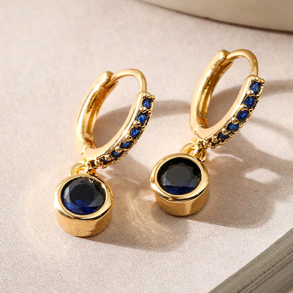 1 Pair Simple Style Commute Water Droplets Plating Inlay Copper Zircon 18k Gold Plated Earrings