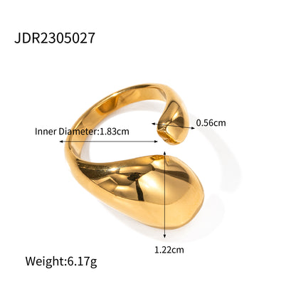 Ig Style Asymmetrical Stainless Steel Plating 18k Gold Plated Open Rings