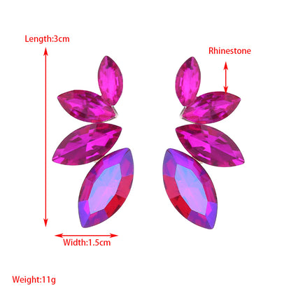1 Pair Elegant Leaf Rhinestone Ear Studs