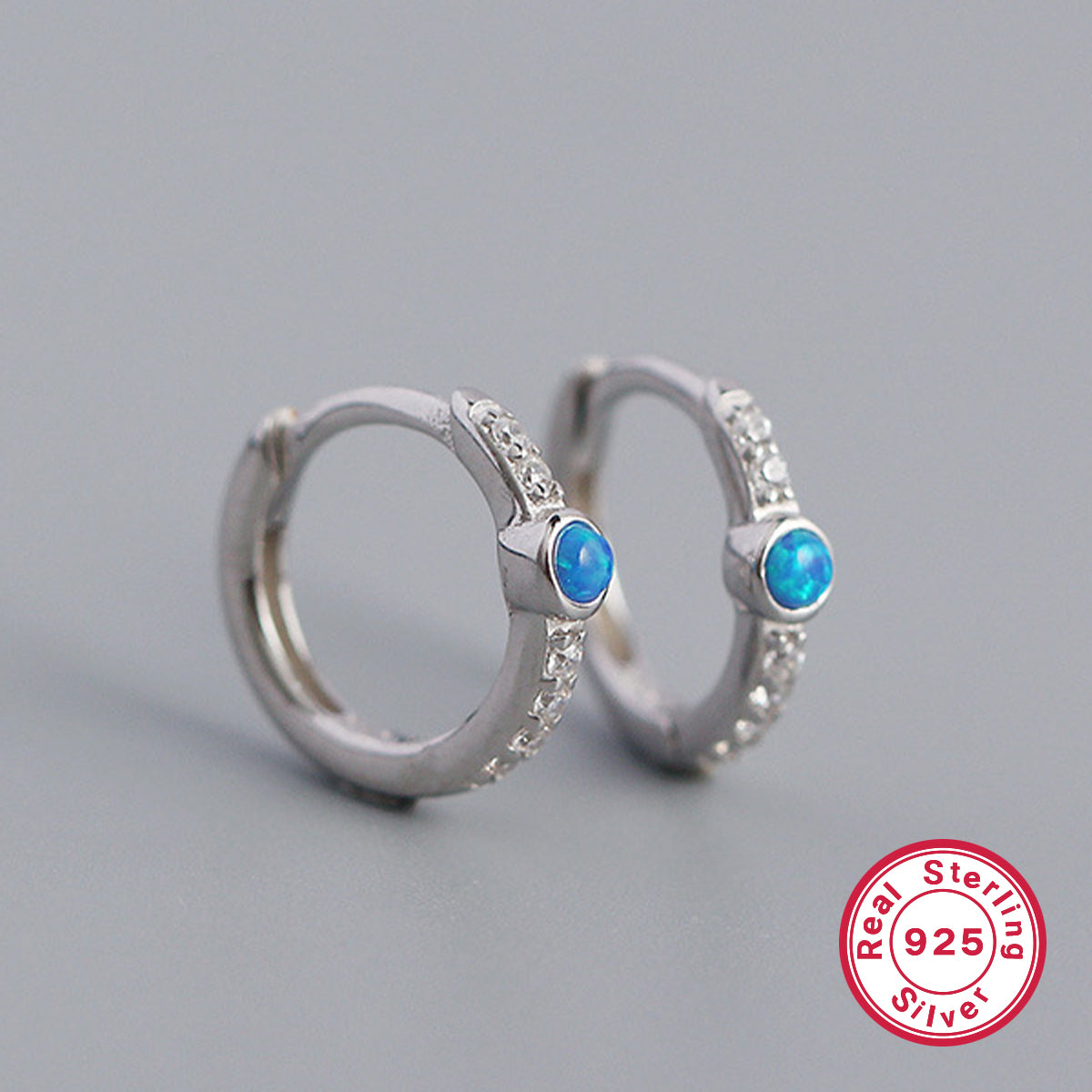 1 Pair Simple Style Round Inlay Sterling Silver Opal 18k Gold Plated White Gold Plated Earrings