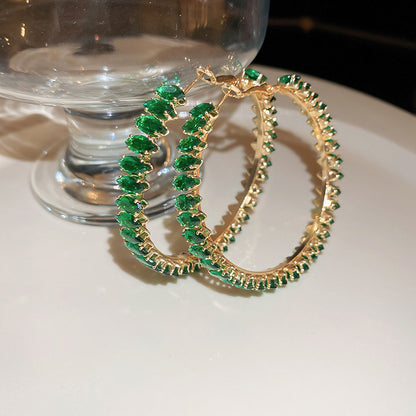 1 Pair Sexy Streetwear Solid Color Inlay Copper Zircon Hoop Earrings