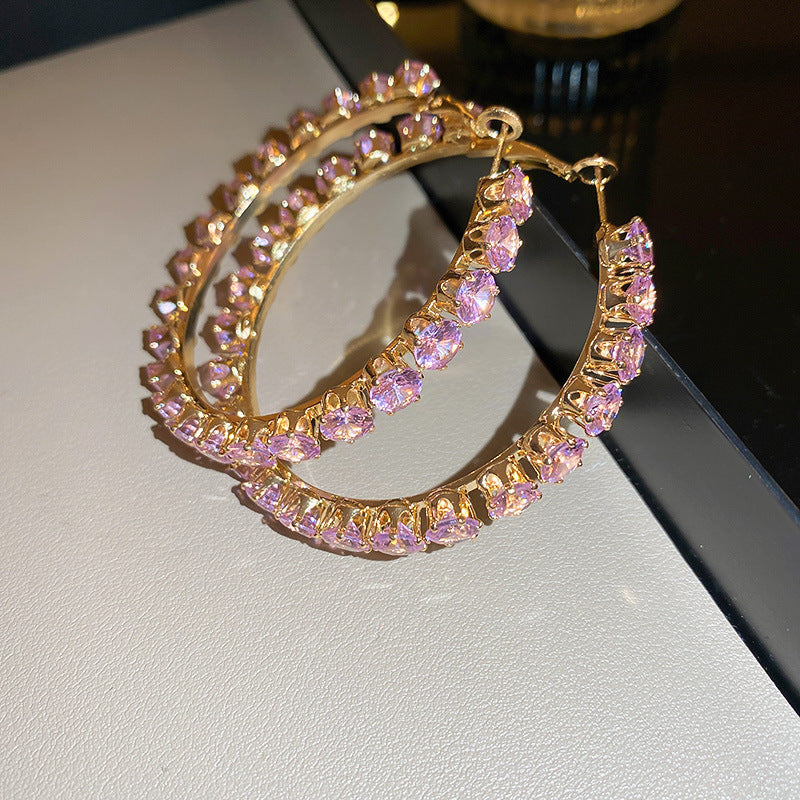 1 Pair Sexy Streetwear Solid Color Inlay Copper Zircon Hoop Earrings