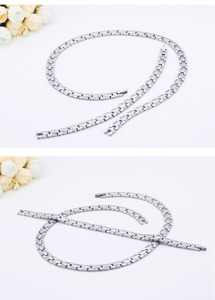 European And American Stainless Steel Anti-scratch Necklace Bracelet Set