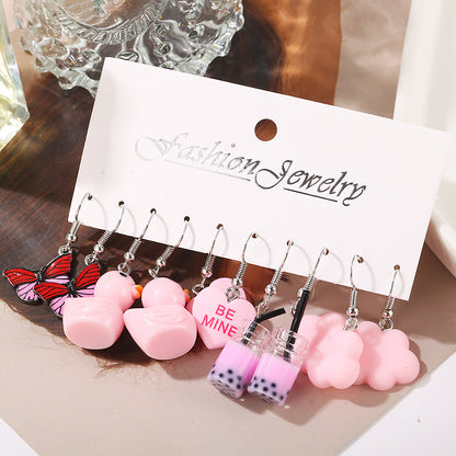 1 Set Sweet Simple Style Clouds Heart Shape Butterfly Arylic Drop Earrings