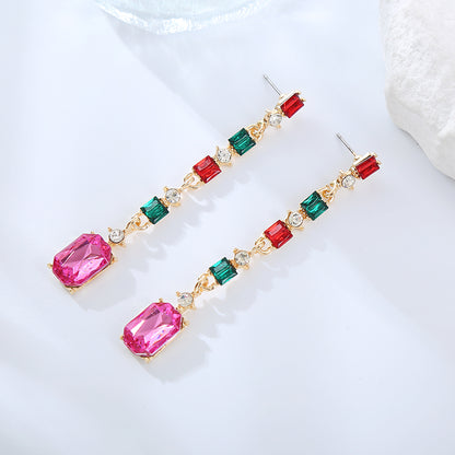 1 Pair Elegant Cute Queen Gem Inlay Alloy Rhinestones Drop Earrings