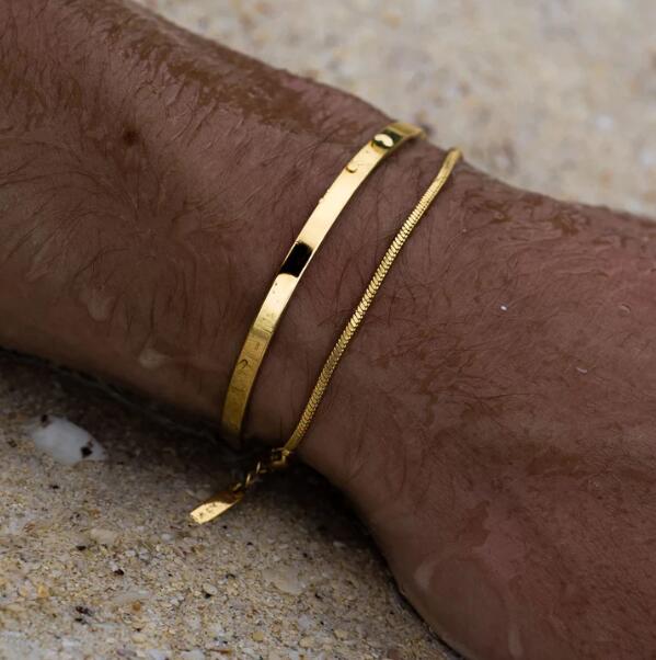 Simple Style Classic Style Solid Color Stainless Steel Polishing Plating 18k Gold Plated Bracelets