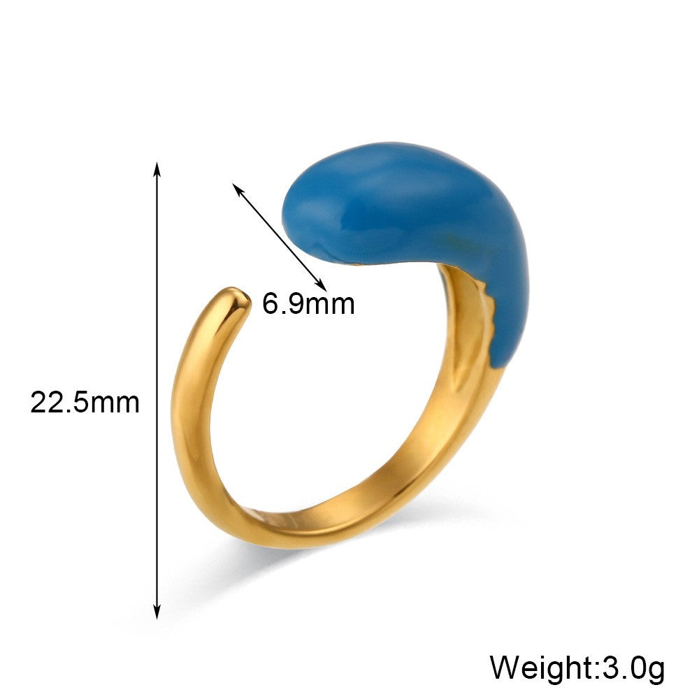 Wholesale Jewelry Simple Style Solid Color 304 Stainless Steel Pearl Zircon 18K Gold Plated Plating Inlay Rings