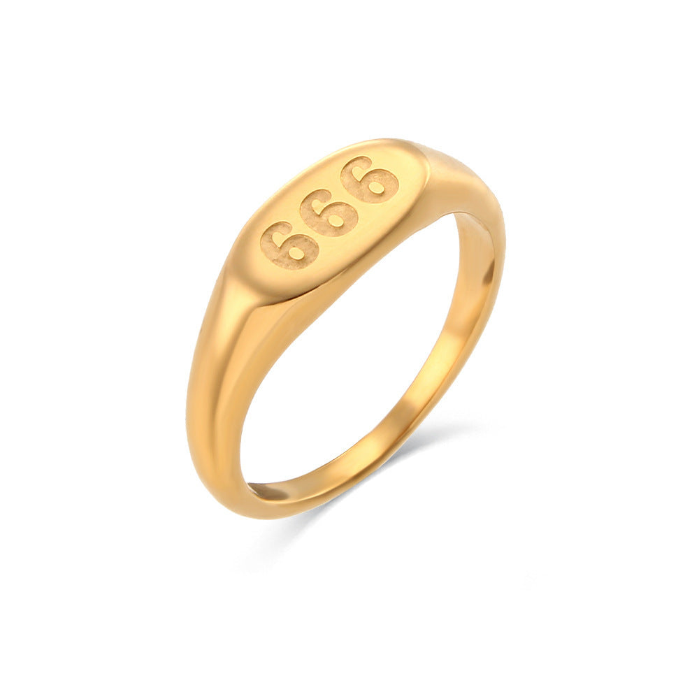 Exaggerated Commute Letter Stainless Steel 18k Gold Plated Rings In Bulk