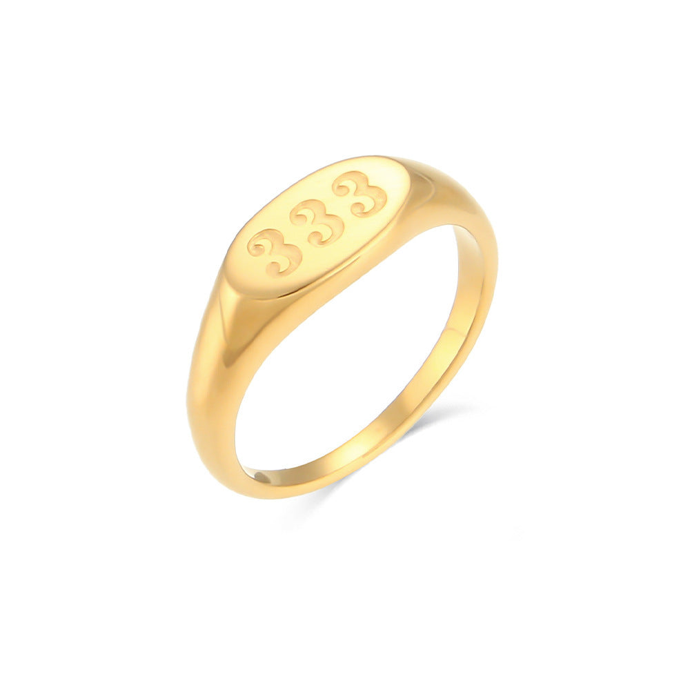 Exaggerated Commute Letter Stainless Steel 18k Gold Plated Rings In Bulk