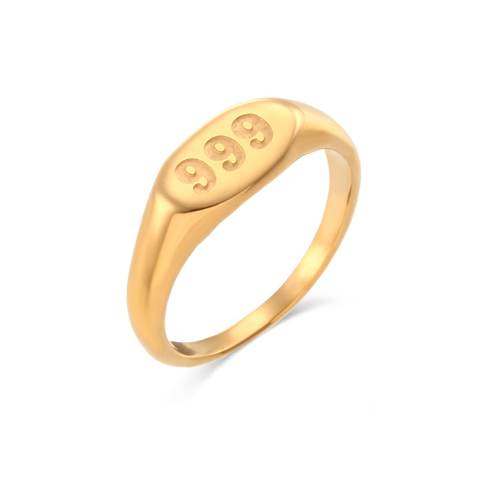 Exaggerated Commute Letter Stainless Steel 18k Gold Plated Rings In Bulk